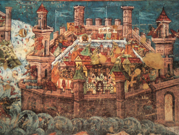 Monastero di Moldovita  scene guerresche dellassedio di Costantinopoli